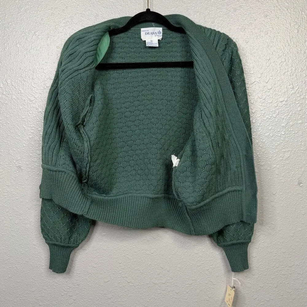 Deans Of Scotland Women’s Green 100% Wool Cardigan / Size-Large - Picture 9 of 11